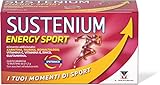 Sustenium Energy Sport - Soluzione di carboidrati-elettroliti per sportivi con Carnitina, Taurina, Glutammina, Vitamina C, Vitamina E, Zinco, zuccheri ed edulcorante. Gusto Arancia, 10 Bustine da 21gr