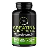 Mekià® Creatina Monoidrata 240 compresse – 3000 mg - Integratore alimentare per massa muscolare e boost energetico Palestra, Sport, Fitness e Pre Workout.