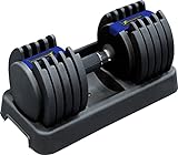 Strongology Predator 20 - Manubrio singolo regolabile per il fitness, fino a 20 kg, colore: Nero/Blu