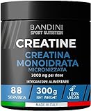 Bandini® Creatina Monoidrata in Polvere Pura al 100% - Integratore per Allenamento, Sport, Palestra e Pre Workout - Include Dosatore - 100% Vegan - A base di Creatine Monoidrato