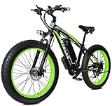 26' Bicicletta Elettrica E-Bike, E-Mountain Bike con 48V 17.5Ah Li-Batteria, Bici Elettrica Bike con 4.0 Fat Tire per Adulto Uomo e Donna, Shimano a 21 marce (verde)